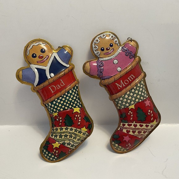 Hallmark Keepsake 1999 Ornament Mom Dad Stocking Gingerbread Set Christmas - Picture 2 of 4